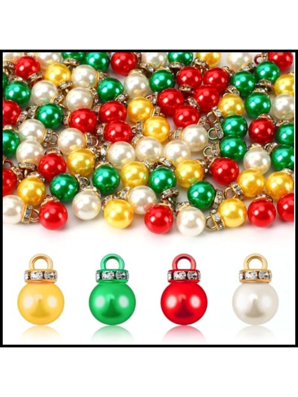 90pcs Christmas Mini Ornaments Faux Pearl Tree Decorations Plastic Hanging
